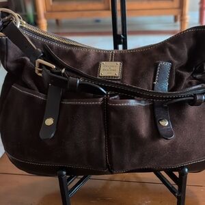 Dooney & Bourke Brown Suede And Leather Shoulder Bag